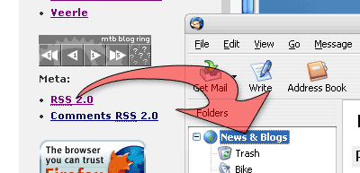 Figure 1: Dragging the RSS Link into Thunderbird